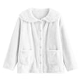 thumbnail image 7 of Hueook Cozy Fleece Bed Jacket Winter Warm Button Down Cardigan Lace Collar Pockets Soft Sleepwear 2X, 7 of 7