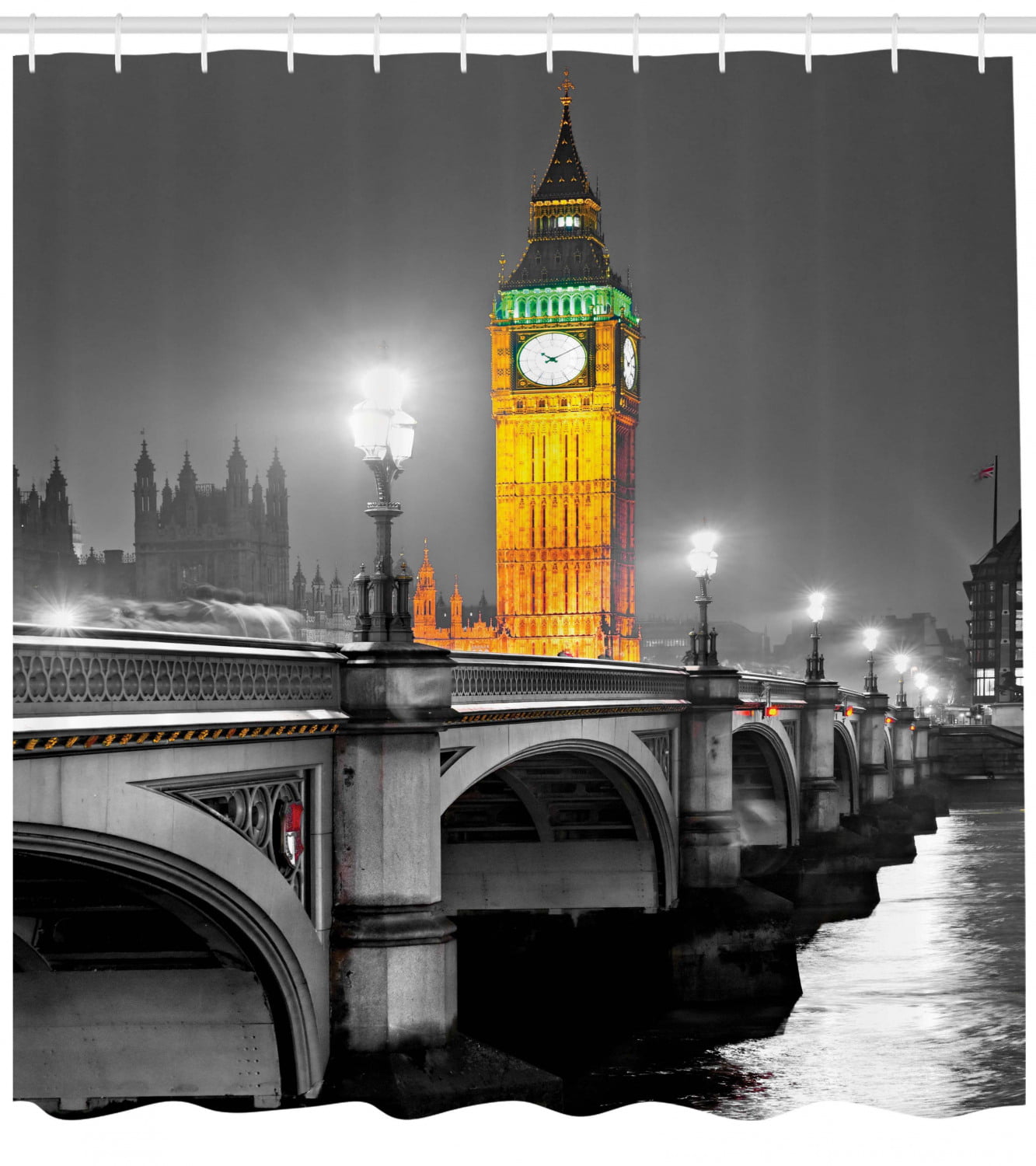 Big Ben View Palace of Westminster Great Britain Art Photo Shower Curtain Set 