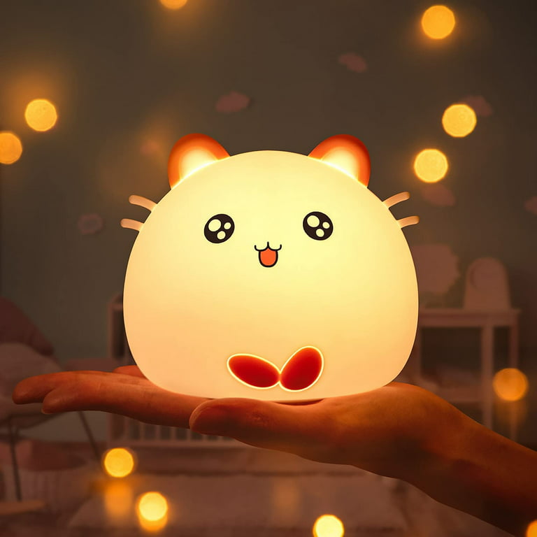 Cute Kitty Night Lights For Kids Room, 7 Color Baby Kids Night Light,kawaii  Animal Cat Lamp, Squishy Nightlights For Kids Room,teen Girls Room Decor