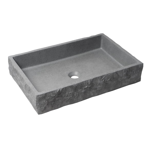 ALFI brand ABCO24R 24" Solid Concrete Chiseled Style Above Mount Vessel Sink
