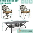 thumbnail image 6 of VIVIJASON 9-Piece Outdoor Dining Set, Cast Aluminum Patio Furniture Table & Chairs Set for 8, Include 94.5" Rectangular Table, 2 Swivel Rocker Chairs, 6 Stationary Chairs, Umbrella Hole, Khaki Cushion, 6 of 6