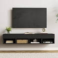 thumbnail image 4 of Kadyn Floating Nightstand Set of 2, Modern Bedside Table with Drawer & Carved Design, Wall-Mounted Night Stand with Storage Shelf for Living Room, Bedroom, Black, 4 of 12