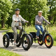 YEBEI Electric Tricycle for Adults E-Trike Motorized Tricycle Electric 3 Wheels Trike Powerful Peak750W Motor Electric Tricycle 48V15AH Lithium Battery Max 20MPH 20*4.0” Fat Tire