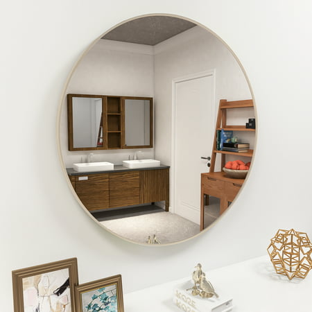 Matte Gold Wall Mirror 32” Round Mirror Metal Framed Mirror Circle Wall-Mounted Mirror Large Circula | Walmart (US)