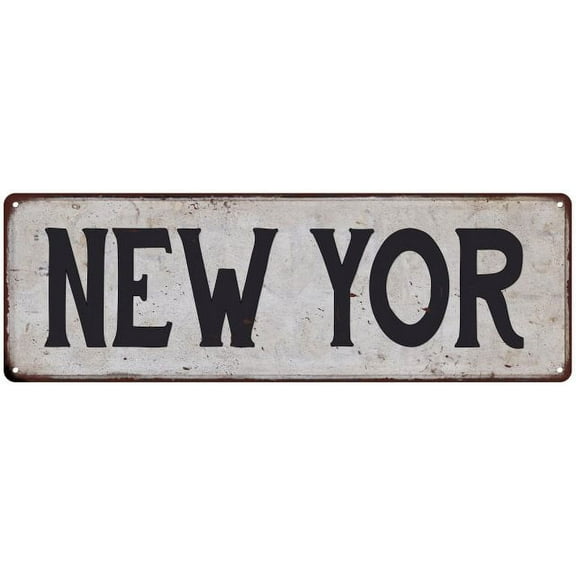 NEW YOR Vintage Look Rustic Metal City State Sign 6 x 18 High Gloss Metal 206180041131