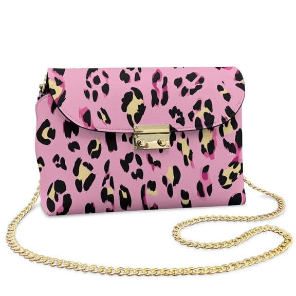 Pzuqiu Leopard Print Women's Crossbody Handbags Exquisite Compact Women Leather Crossbody Bag with Chain Fashion Practical for Teen Girls-Women for Daily Use