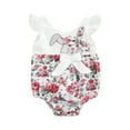 thumbnail image 2 of Toddler Baby Girls Matching Clothes, Fly Sleeve O-neck Bunny Flower Printed Jumpsuit/Dress, 2 of 10