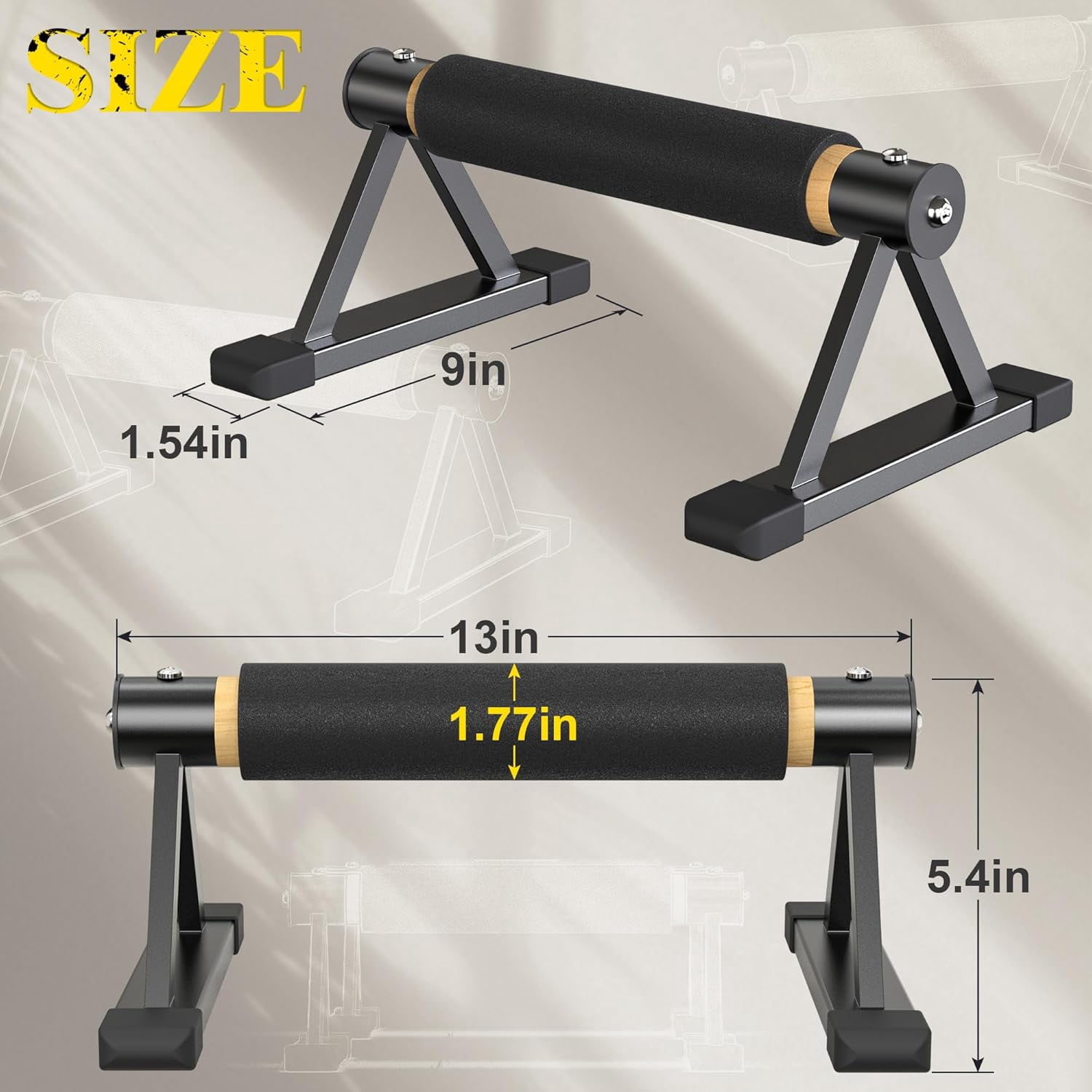 Wooden Parallettes Bars, 600 lbs Heavy Duty Calisthenics Push Up Stands with Anti-Slip Grip, Solid Wood Handstand Bars with Metal Brackets for Home Gym, Floor Workouts & Strength Training