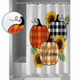 thumbnail image 3 of Small Stall Shower Curtain 48x72 Inch Narrow Half Size Orange Pumpkins Bath Curtains Bathroom Decor Plaid Pastoral Summer Botanical Waterproof Fabric Shower Curtain Set with Hooks 48 Inch, 3 of 6
