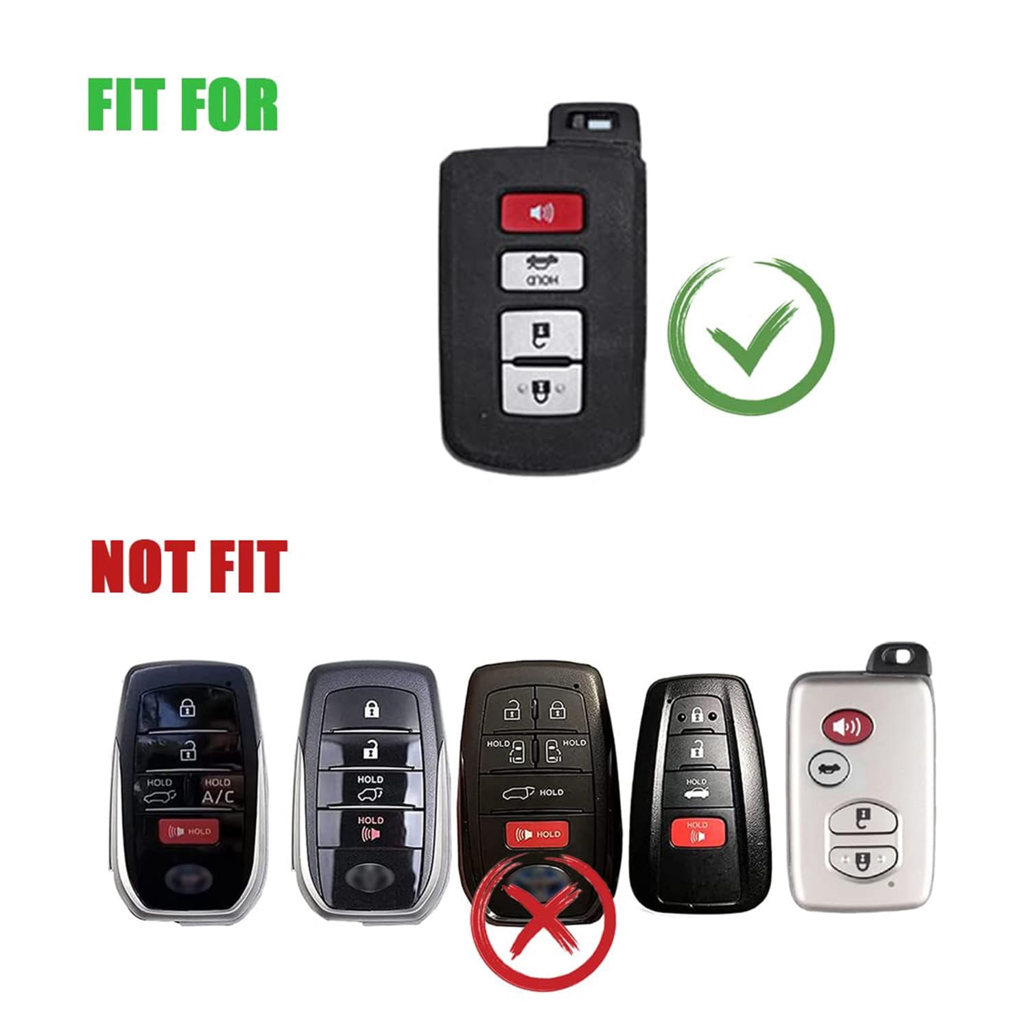 Zinc Alloy Smart Remote Car Key Fob Case Cover Protector Shell Compatible for Toyota 4Runner Tacoma Camry Corolla Rav4 Highlander Avalon Tundra Cruise Prius Sequoia
