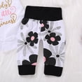 thumbnail image 6 of Baby Girl Short Sleeve Letters Print Romper Tops Floral Trousers Headband Hat Set, Outfits Clothes, 4-Piece Set, S, 6 of 12