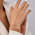 thumbnail image 1 of Hand Chain Bracelet Ring Bracelet(Golden),Finger Ring Bracelet Hand Chain for Women Trendy Jewelry(16cm), 1 of 5