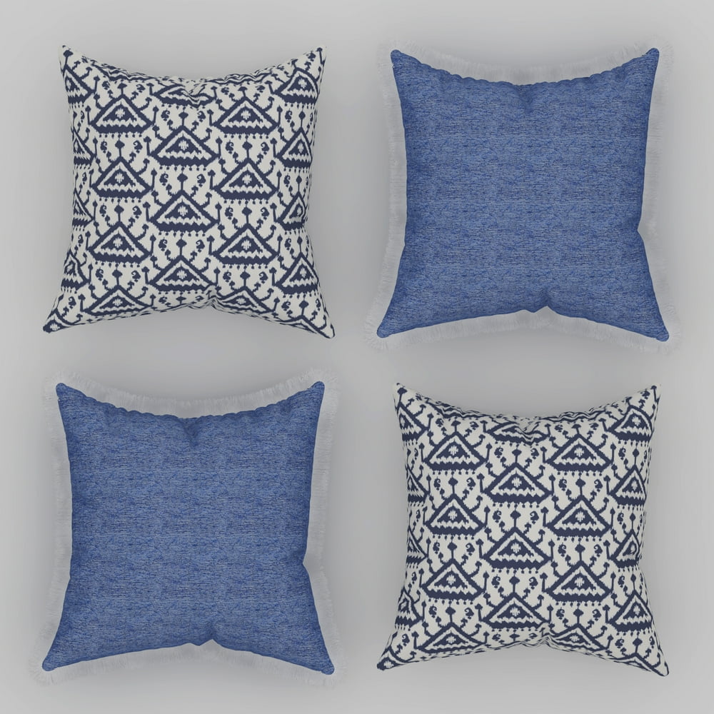Coordinating Decorative Throw Pillow Covers, Square, 18" x 18", Blue