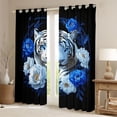 thumbnail image 2 of Feelyou Jungle White Tiger Blackout Curtains Set of 2 (52x84 Each), Blue Rose Flower Window Curtains, Couple Lover Men Women Curtains and Drapes, Window Curtains Decor, 2 of 6