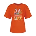 thumbnail image 3 of UPPADA Femmes Heureux Easter T-Shirt Bunny Lapin Graphique T-Shirt Manche Courte Drôle Lettres Imprimées Chemises Manche Courte Col Rond Tuniques Hauts Orange,m, 3 of 5