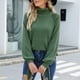 thumbnail image 3 of Suéter de cuello alto de punto para mujer, Jersey informal holgado con cordones de manga larga y farol a la moda para otoño e invierno, verde XL, 3 of 6