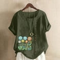 thumbnail image 2 of Vestidos Casuales Para Mujer, Blusas De Mujer De Moda Blusa tipo túnica informal de lino con estampado de peces del océano y botones de manga corta para mujer, 2 of 4