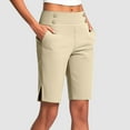 thumbnail image 2 of Pxiakgy Bermuda Shorts for Women Athletic Biker Shorts Women Cargo Shorts for Women Workout Summer Pants for Women High Waisted Crop Work Pants Summer Casual Slacks Yoga Dress Pant Beige L, 2 of 8