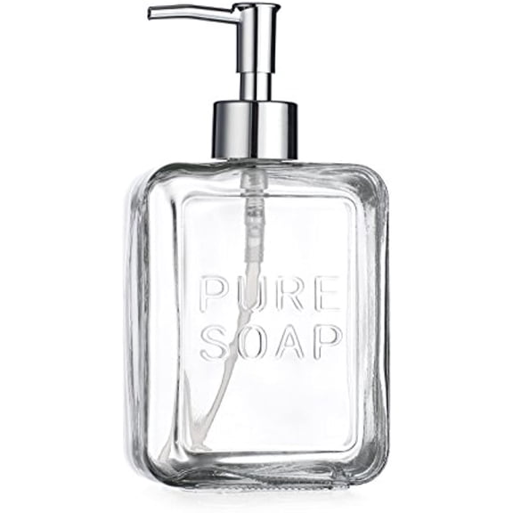American Recreations Glass Bathroom or Kitchen Embossed Soap Pump Lotion Dispenser 20 Ounce, (Clear)