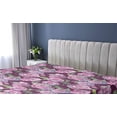 thumbnail image 5 of Ambesonne Watercolor Floral Fitted Sheet, Spring Rose Bloom, King Size, Lilac Fern Green Purple, 5 of 5