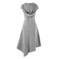 thumbnail image 6 of Women's Hooded Midi Dress, Short Sleeve Cut Out Back Casual Summer Dress, Irregular Hem Beach Dress for Vacation and Daily Wear Grey L, 6 of 6