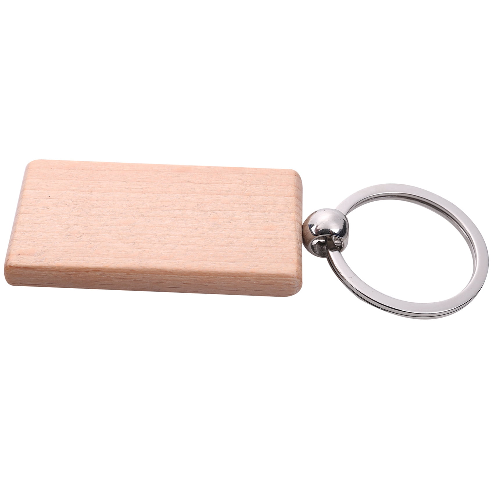180Pcs Blank Rectangle Wooden Key Chain DIY Wood Keychains Key Tags Can Engrave DIY Gifts