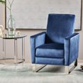 thumbnail image 2 of GDF Studio Pendry Modern Upholstered Pushback Recliner, Cobalt Velvet and Silver, 2 of 7
