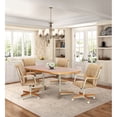 thumbnail image 2 of Furnish Theory  Caster Chair Company Alona 5-Piece 42x[54/72] Caster Dining Set Wood Edge Laminate Table Top & Buff Polyurethane Rolling Swivel Tilt Chairs, 2 of 16