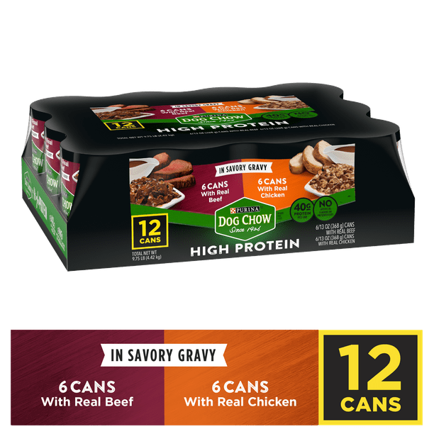 (12 Pack) Purina Dog Chow High Protein Gravy Wet Dog Food, High Protein