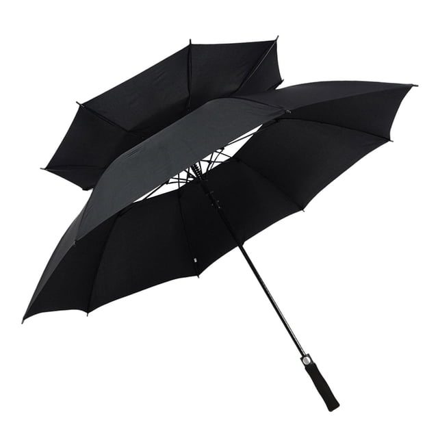 Lipstore Golf Umbrella Double Canopy Vented Umbrella Large Waterproof Sturdy Auto Open Black