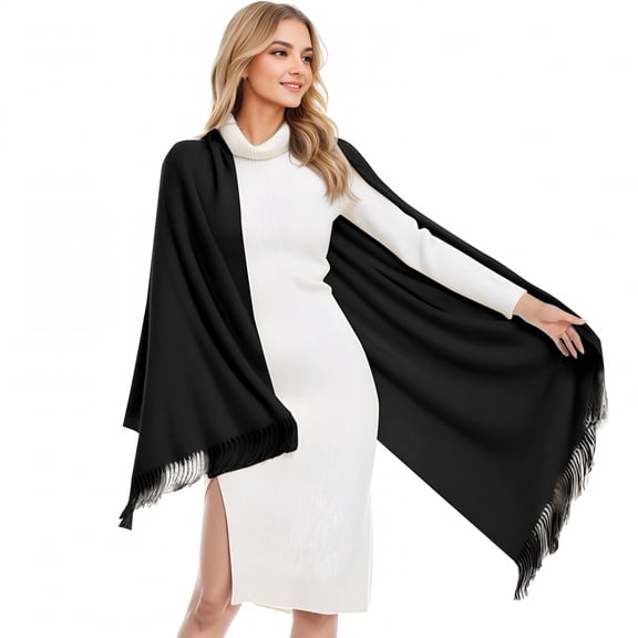 TELOLY Shawls and Wraps for Evening Dresses Pashmina Wedding Party Softable Shawl Scarf Women, Black