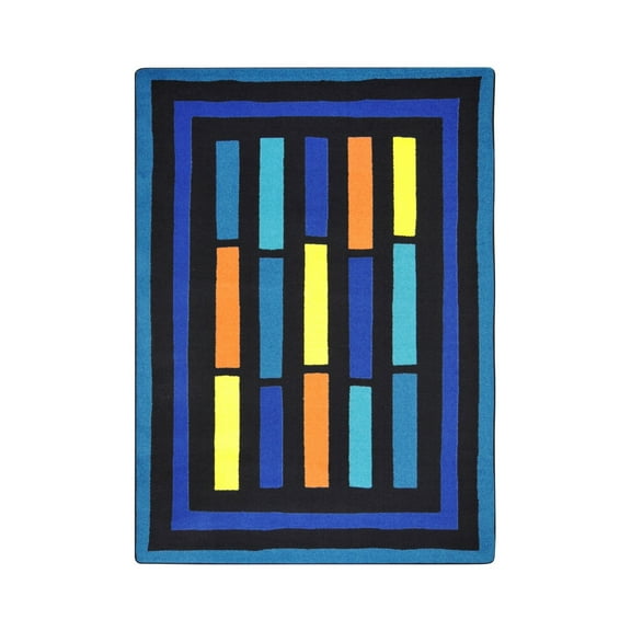 Joy Carpets Kid Essentials Traffic Jam Teen Area Rugs, 46-Inch by 64-Inch by 0.36-Inch, Blue
