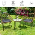 thumbnail image 6 of Vicamelia 3PCS Patio Rattan Bistro Set, Coffee Table with Armchair for Garden Patio Poolside, Gray Cushion, 6 of 8