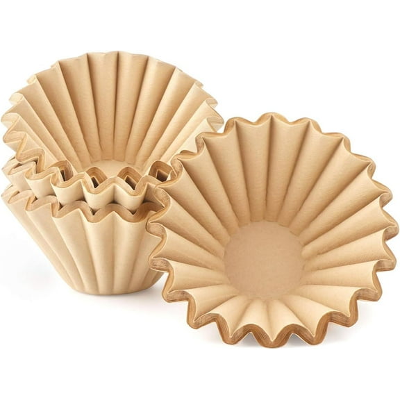 SILOON 1-4 Cup Disposable Coffee Filters, 100 count Filter Replacement, Natural Brown Unbleached, fit small Basket Style Single Serve Coffee Makers, Home Office Use Pour Over and Drip Coffee Maker