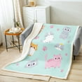thumbnail image 2 of Cat Throw Blanket For Bed Sofa Couch Throw 50"X60" Cartoon Cats Fleece Blanket Cute Pet Animal Sherpa Blanket,Pink Kawaii Cat Paw Print Fuzzy Blanket Teal Grey Yellow, 2 of 6