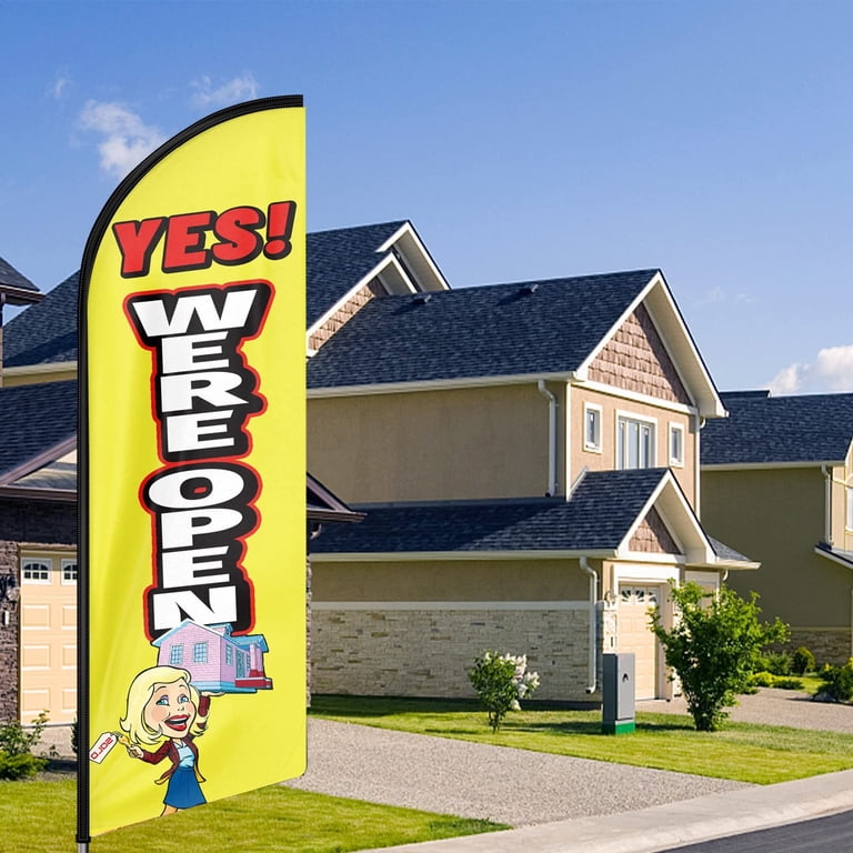 QSUM Butcher Shop Advertising Swooper Flag Sign, Butcher Shop Feather Flag Pole Kit With Ground Spike, 7Ft Advertising Feather Banner Sign For Butcher Shop Business