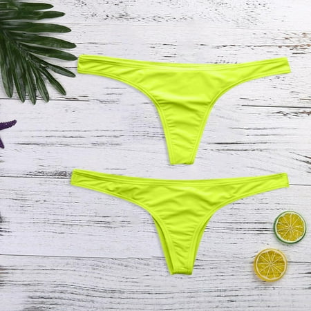 IDALL Bikini Sets Bathing Suit Women Plus Size Print Tankini Swimjupmsuit Swimsuit Beachwear Padded Swimwear Thong Bikini Sets High Waisted Bikini Sets Two Piece Swimsuit Yellow L