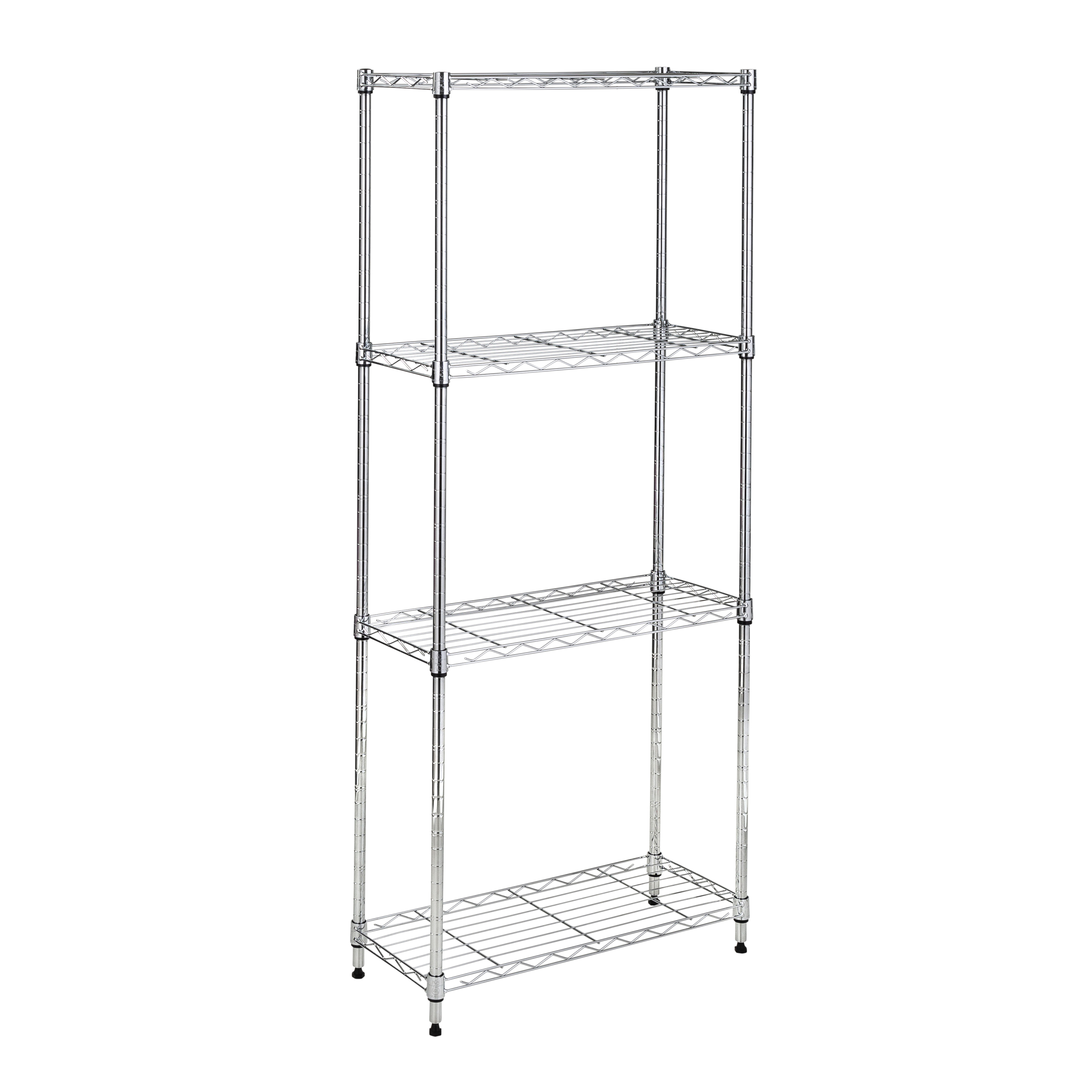 Honey-Can-Do 4-Tier Steel Slim Profile Shelving Unit, Chrome, Holds up to 100 lbs per Shelf