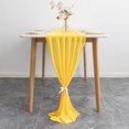 thumbnail image 1 of Nvzi Camino de mesa de gasa transparente para bodas, 72 x 305 cm, romántico camino de mesa de tul para decoración de bodas, fiestas de cumpleaños, decoración de mesa nupcial, 1 unidad, amarillo., 1 of 5