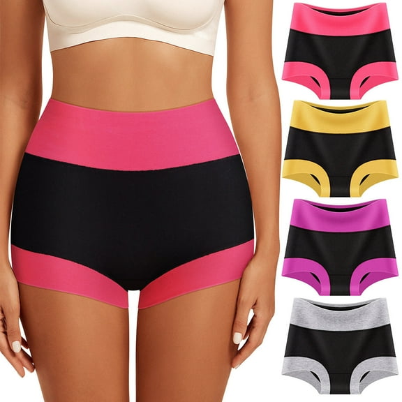 MEIYATING Women's Underwear Boyshorts Cotton Stretch Panties High Waisted Soft Plus Size 4 Pack
