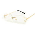 thumbnail image 5 of Men's Vintage Gold Frame Gem Cut Clear Lens Rimless Hip Hop Luxury Glasses, 5 of 5