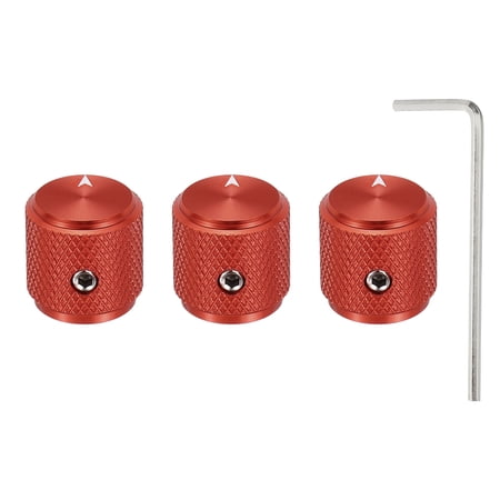 Uxcell 3 Pcs Aluminium Potentiometer Knobs 1/4 (6mm) Universal Volume Tone Control Knobs with Arrow Indicator for Guitar 1/2 Red