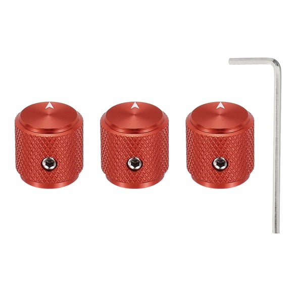 Uxcell 3 Pcs Aluminium Potentiometer Knobs, 1/4" (6mm) Universal Volume Tone Control Knobs with Arrow Indicator for Guitar, 1/2" Red