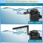 Aquarium Filter U-V Light 5 in 1 Fish Tank Filter, Tawatiler 170 GPH Green Water Cleaning Filter Pump with Timer, Dual Mode (Aeration/Rainfall) for 40-170 Gallon Aquariums (8W U-V+6W Pump)