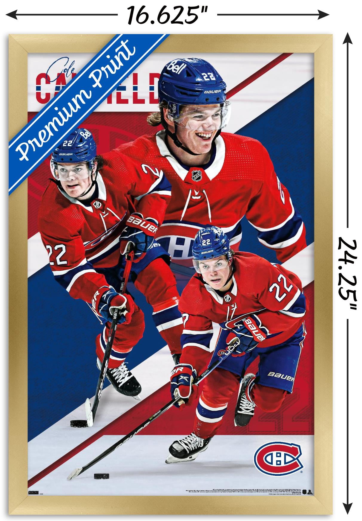 NHL Montreal Canadiens - Cole Caufield 22 Wall Poster, 14.725" x 22.375" Framed