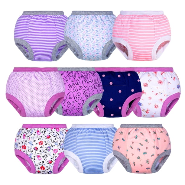 BIG ELEPHANT Pantalones de Entrenamiento para Niñas Pequeñas, Ropa Interior de Entrenamiento Suave de Algodón para Niñas Pequeñas, 3T