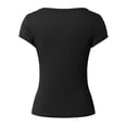 thumbnail image 5 of NJGRAE Tube Tops for Women with Built in Bra Women’S Slub Knit T-Shirts Women's Summer Top Solid Color Versatile Fashion Short Sleeved Top Quarter Zip Athletic Tops M, 5 of 5