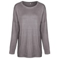 thumbnail image 4 of TWZH Women Solid Color Crew Neck Front Pockets Long Sleeve Pullover Top, 4 of 8