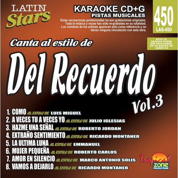Karaoke Latin Stars 450 Del Recuerdo Vol.3