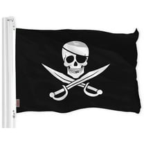 G128 - Jolly Roger Pirate Flag (Swords) 3x5 FT Printed Brass Grommets 150D Polyester Indoor/Outdoor - Much Thicker More Durable Than 100D 75D Polyester